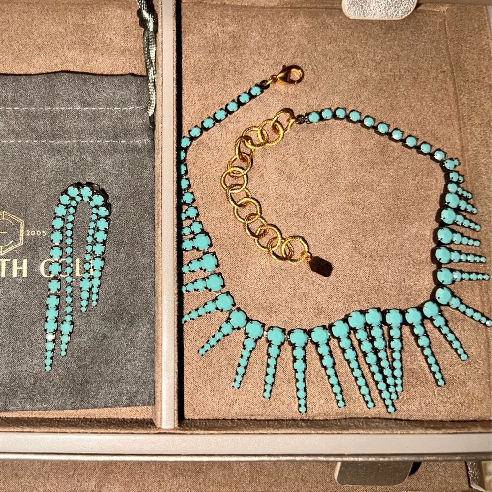 Elizabeth Cole Turquoise Statement Necklace Channing Necklace